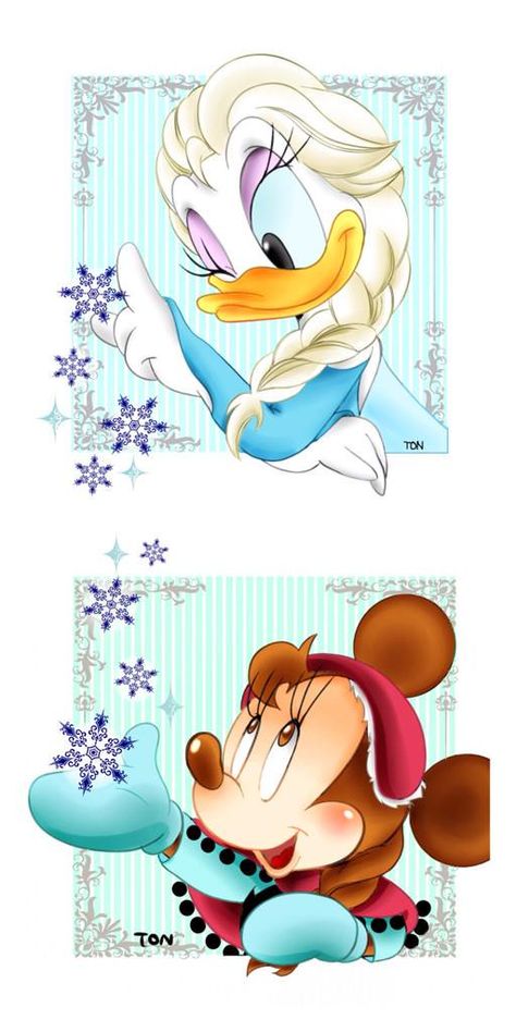 Christmas Disney Characters, Christmas Wallpaper Cartoon, Minnie Mouse And Daisy Duck, Frozen Cosplay, Scrapbook Disney, Mouse Art, Wallpaper Cartoon, Retro Disney, Christmas Disney