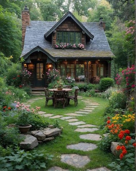 Home / X Wooden Homes, House With Garden, Witchy House, Arsitektur Art Deco, Riverside Cottage, Cute Cabins, Cute Cottages, House Craft, Dream Cabin