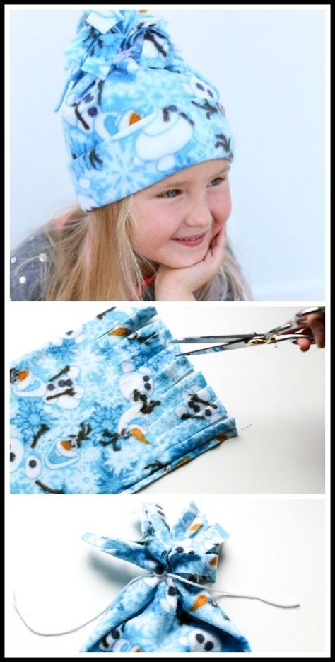 how to make a super Simple Fleece Hat, this is a perfect project for a beginner sewer!  simple sewing project that makes a great gift or winter craft - -Sugar Bee Crafts Fleece Hat Tutorial, Beginner Sewer, Fleece Hat Pattern, Fleece Sewing Projects, Fleece Crafts, Fleece Projects, First Sewing Projects, Sewing Hats, Fleece Hats