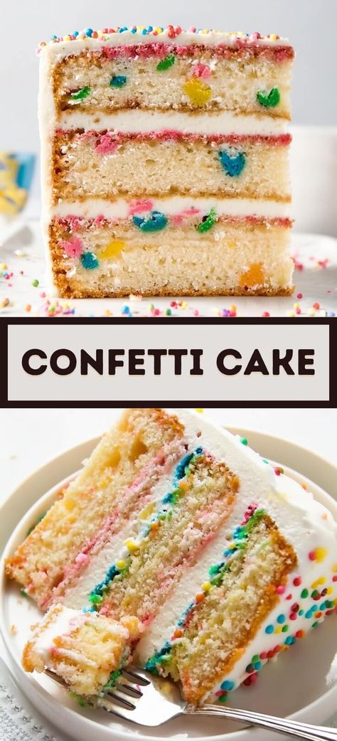 Confetti Cake Pie, Cream Cheese Swiss Meringue Buttercream, Confetti Cake Recipes, Coffee Cake Cookies, Apple Crumble Cake, Strawberry Shortcake Cake, Lemon Poppyseed Cake, Chilled Desserts, Blueberry Coffee Cake