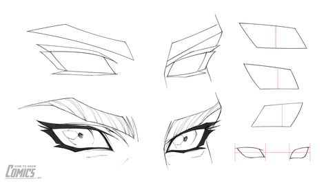 Simplified Eyes Drawing, Drawing Eyes 3/4 View, Anime Eyes Different Angles, Anime Face 3/4 View, Anime Eyes 3/4 View, How To Draw Eyes 3/4 View, Face 3/4 View Drawing, Eyes 3/4 View, Anime 3/4 View