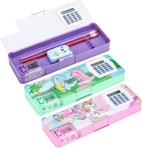 Estune 3 Pieces Unicorn Pencil Case Mermaid Dinosaur Multifunction Pencil Case Cute Pencil Case for Girls Plastic Pencil Box with Calculator and Sharpener Pen Holders for School Kids Teens Supplies Handmade Teachers Day Cards, Pencil Box For Kids, Plastic Pencil Box, Unicorn Pencil, Unicorn Pencil Case, Pencil Cases For Girls, Christmas Presents For Kids, Cute Pencil Case, Cute Pencil