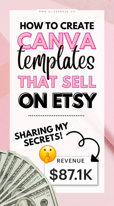 Learn how to sell Canva templates on Etsy and start making money from home selling digital products. In this blog post you’ll learn how to start selling digital products on Etsy the easy way… by creating Canva designs and listing them for sale on Etsy (no prior design experience necessary!) Sell Canva Templates, Make Money On Etsy, Starting An Etsy Business, Canvas Learning, Selling Digital Products, Home Selling, Etsy Success, Money Making Jobs, Pinterest Templates