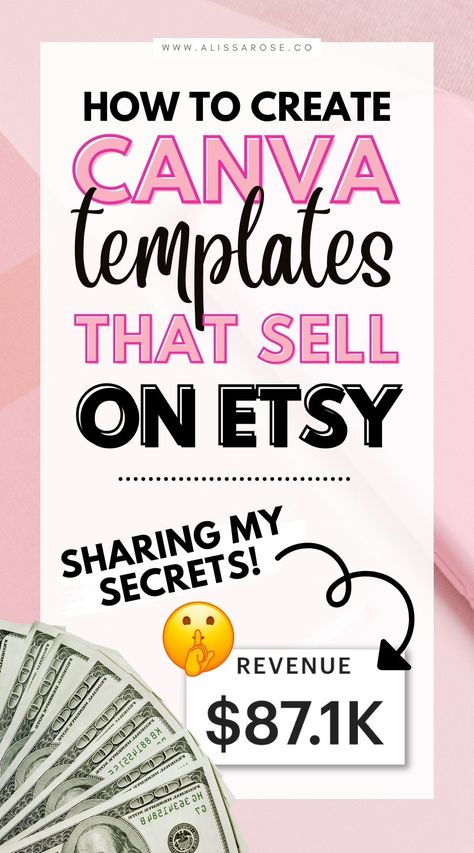 Learn how to sell Canva templates on Etsy and start making money from home selling digital products. In this blog post you’ll learn how to start selling digital products on Etsy the easy way… by creating Canva designs and listing them for sale on Etsy (no prior design experience necessary!) Sell Canva Templates, Make Money On Etsy, Starting An Etsy Business, Canva Designs, Canvas Learning, Selling Digital Products, Home Selling, Money Making Jobs, Pinterest Templates