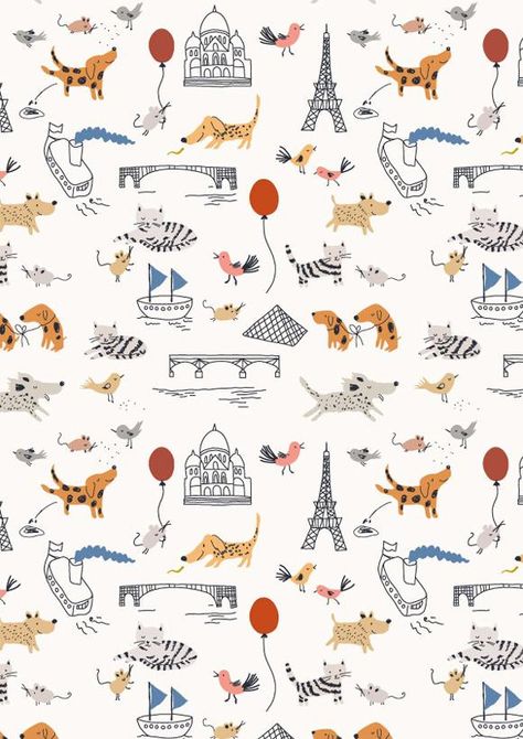 Little Cube Paris Wallpaper, Remodelista Art And Illustration, Paris Patterns, Conversational Prints, Paris Wallpaper, Textil Design, 패턴 배경화면, Kids Patterns, The Eiffel Tower, Pretty Patterns