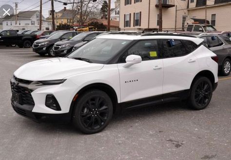 Chevy Blazer 2019 RS White Chevy Cars New, 2023 Chevy Blazer Rs, 2022 White Chevy Blazer, 2020 Chevy Blazer, Suv Mom Car, Chevy Blazer Aesthetic, Chevy Blazer 2023, Chevrolet Blazer 2023, White Suv Aesthetic