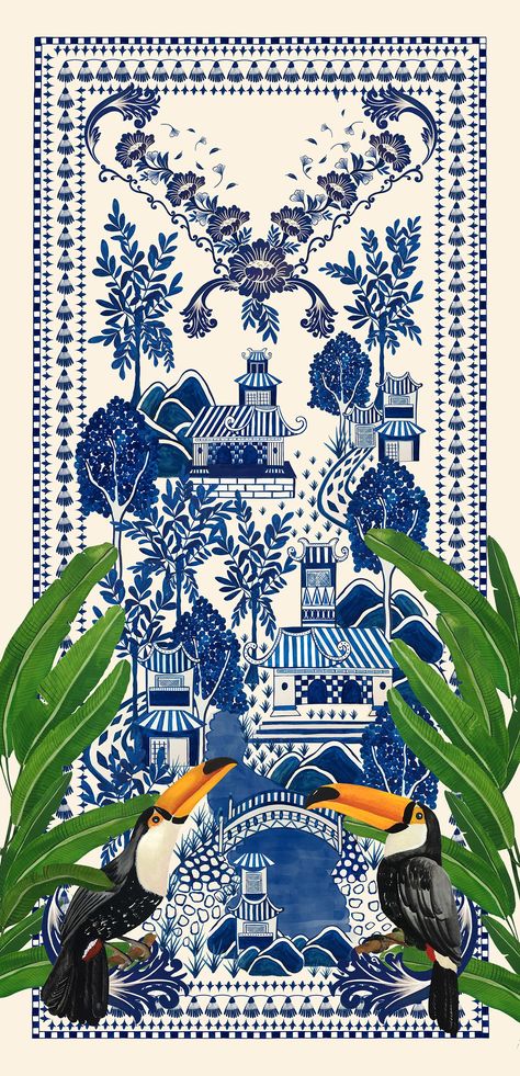 Macau, Hawaiian T Shirt, Fashion Graphic Design, Illustration Fashion, Fashion Graphic, Best Seller, Hawaiian Shirt, Blue And White, Birds