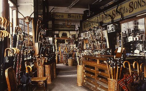 James Smith & Sons interior Unique Shops, London Souvenirs, James Smith, Umbrella Shop, High Street Shops, London Shopping, Shop Fittings, Oxford Street, Things To Do In London