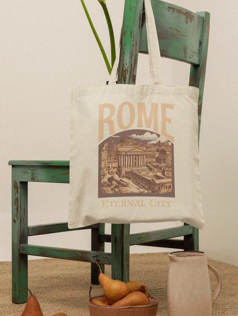 Rome Tote Bag Gift, Womens Italy Shopping Carryall, Eternal City by KidForLifeDesigns on Etsy Italy Shopping, Packing For A Trip, Shopping In Italy, Italian Elegance, Travel Culture, Canvas Making, Love Travel, Daily Essentials, Cotton Bag