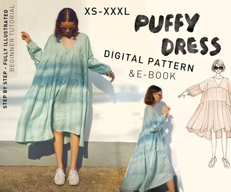 Layers Tutorial, Smock Dress Pattern, Dress And Blouse, Indie Dresses, Puffy Dresses, Mode Abaya, Indie Sewing Patterns, Ropa Diy, Diy Sewing Clothes