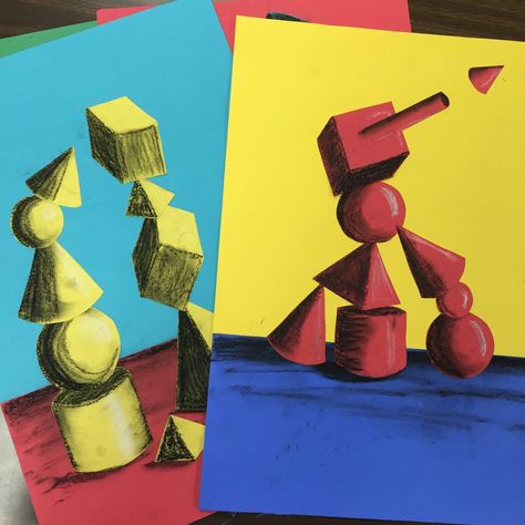 4th Grade Shaded Forms 4th grade has been learning about the elements of art, FORM & VALUE . Form is a three-dimensi... 7th Grade Art, Elementary School Art, 8th Grade Art, Middle School Art Projects, Art Lessons Middle School, 6th Grade Art, 4th Grade Art, 5th Grade Art, 3rd Grade Art