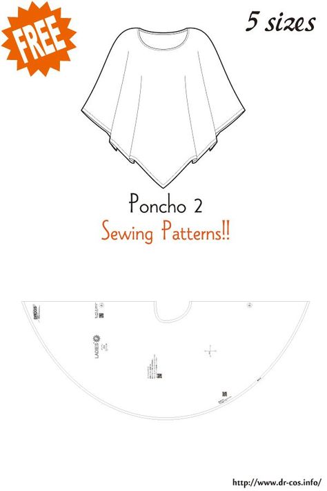Fleece Poncho Pattern Kids, Fleece Poncho Pattern, How To Make A Poncho, Poncho Pattern Sewing, Mens Poncho, Japanese Sewing Patterns, Crafts Sewing Projects, Japanese Sewing, Ladies Poncho