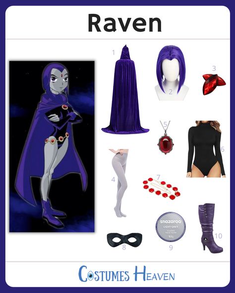 Star And Raven Costume, Robin And Raven Halloween Costume, Halloween Raven Costume, Raven Costume Black Women, Plus Size Raven Costume, Raven Halloween Costume Makeup, Raven Halloween Costume Diy, Raven Cosplay Plus Size, Plus Size Raven Cosplay
