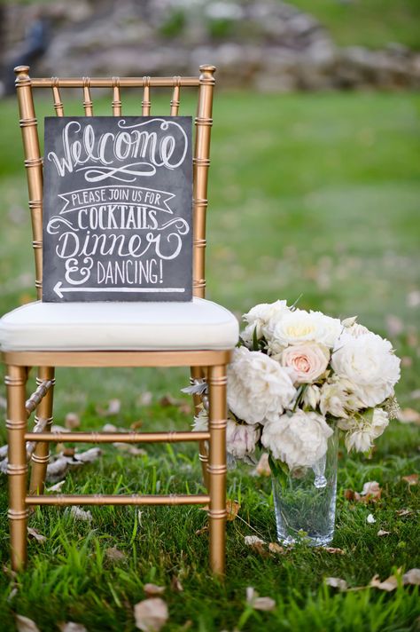 Wedding Welcome Boards, Gold Chiavari Chairs, Lily And Val, Wedding Welcome Board, Welcome Board, Diy Chalk, Cocktail Dinner, Chalkboard Wedding, Wedding Welcome Sign