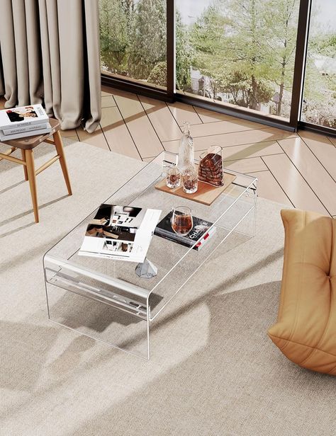 solaround Acrylic Coffee Table for Living Room Clear Rectangle Lucite Table with Open Storage Shelf (1, Clear, Large) Lucite Coffee Table, Gorgeous Living Room, Lucite Coffee Tables, Lucite Table, Acrylic Coffee Table, Room Coffee Table, Solid Coffee Table, Formal Living Room, Coffee Table Rectangle