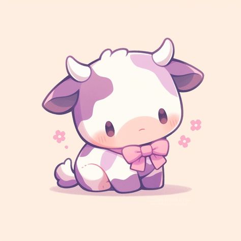 Cute Cow Drawing Reference, Cute Cow Art Kawaii, Cute Cow Drawings Kawaii, Cute Snake Wallpaper, Cow Chibi, Cow Illustration Cute, Highland Cow Outline, Chibi Cow, Cow Anime