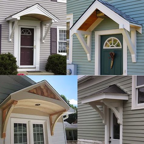 One Project at a Time - DIY Blog: Builiding a Portico Front Porch Portico Entrance, Outdoor Exterior Design, Back Door Patio Ideas, Door Awning Ideas, Front Door Awning Ideas, Diy Portico, Portico Ideas, Front Door Overhang, Awning Ideas