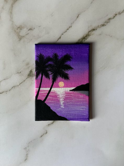 canvas painting, painting ideas, sunset by the beach, beach painting, acrylic, paint, painter, mini canvas Sunset By The Beach, The Beach Painting, By The Beach, Beach Painting, The Beach