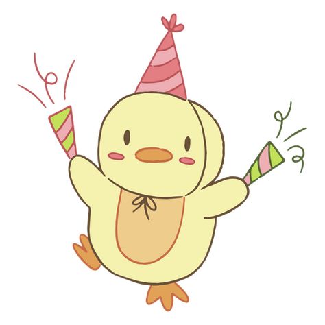 Cute birthday duck cartoon PNG Design Kawaii, Birthday Duck Drawing, Happy Birthday Cartoon Drawing, Funny Birthday Illustration, Duck Illustration Cute, Duck Birthday Cards, Happy Birthday Cartoon Images, Cute Happy Birthday Drawings, Happy Birthday Duck