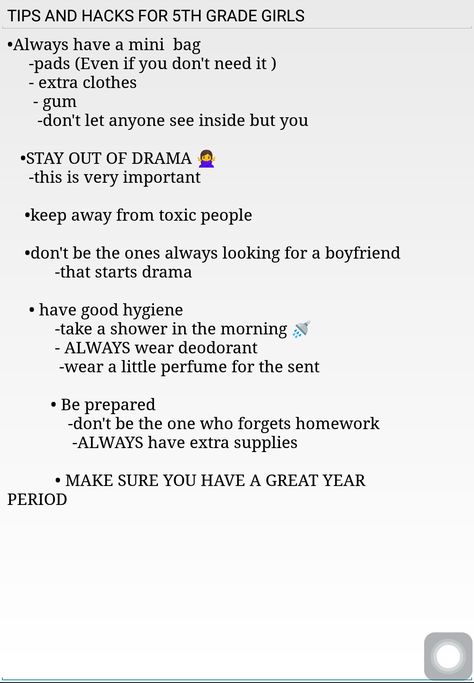This is very important for 5TH GRADE GIRLS not only for 5TH GRADE but for grades 5+ Tip For 5th Grade, 5th Grade Essentials, 5th Grade Tips For Students, 5th Grade Advice, 5 Grade Tips, School Tips For 5th Grade, Tips For 5th Grade Students, School Supplies For 5th Grade, Tips For Fifth Grade
