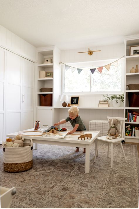 Visit here to see this cute playroom design on Halfway Wholeisitc! If you are looking for playroom ideas for boys and playroom ideas for toddlers, then this is the blog post for you. Get inspired by this stylish playroom ideas on a budget. This really is a fun kids activity room design playroom ideas. There's nothing better than playroom design ideas for kids. Get these playroom organization storage ideas as well. Best playroom decorating ideas for boys! #playroom #home #kids Wainscoting Ideas Open Floor Plan, Stylish Playroom, Pillow Combinations, Halfway Wholeistic, Small Playroom, Fall Pillow, Apartment Decoration, Playroom Design, Playroom Ideas