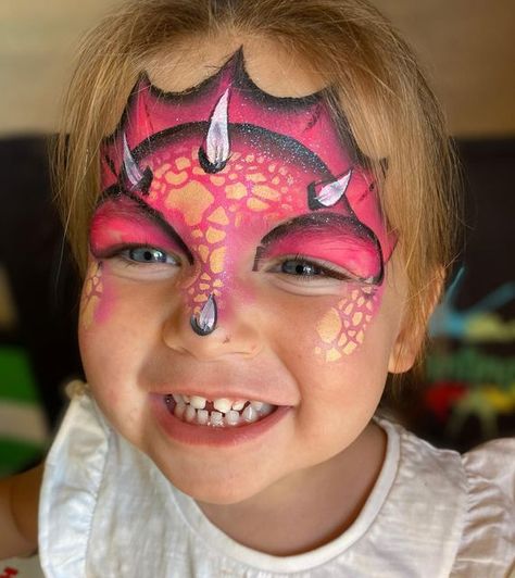 Dinosaur Face Painting, Monster Face Painting, Dragon Face Painting, Animal Face Paintings, Face Painting For Boys, Girl Face Painting, Dragon Face, Face Painting Easy, Kids Face Paint