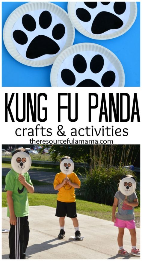 We love doing family nights in the summer. Before we get started with the movie we love to do a movie themed craft and activity. We made panda masks and used paw prints to play a couple of games before watching Kung Fu Pandas 3. #dataandamovie #cbias [ad] Kung Fu Panda Party Ideas, Panda Party Games, Movie Night Crafts, Panda Birthday Theme, Panda Activities, Kung Fu Panda Party, Panda Movies, Rainbow Festival, Panda Craft