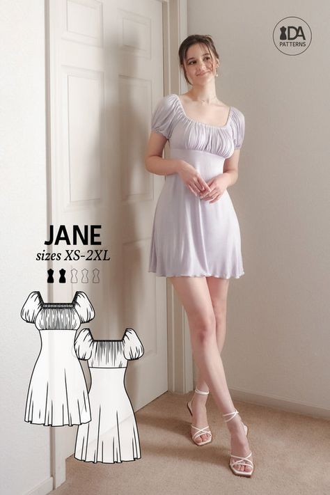 Simple Dresses To Sew, Haine Diy, Sewing Projects Clothes, Kleidung Diy, Jane Dress, Ropa Diy, Sewing Design, Diy Sewing Clothes, Empire Waist Dress