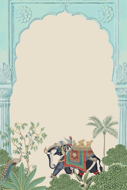 Traditional Card Design, Traditional Background Indian Wallpaper, Wedding Arch Illustration, Traditional Invitation Templates, Elephant Cute Wallpaper, Jharokha Illustration, Indian Wedding Wallpaper, Udaipur Illustration, Mughal Wedding Card