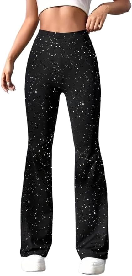 LifeShe Women's Metallic Sparkly Elastic Waist Flare Leg Pants Bell Bottom Disco Trousers at Amazon Women’s Clothing store Concert Outfits, Sparkly Pants, Bell Bottom Leggings, Pants Y2k, Taylor Swift Tour Outfits, Swift Tour, Tour Outfits, Sequin Pants, Legging Pants