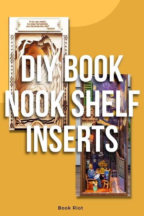 Book nooks are book-sized inserts that are essentially mini-dioramas. These are some of my favorite DIY book nook shelf inserts! Book Nook Shelf Insert Diy Tutorial, Diy Book Nook Shelf Insert, Book Nook Ideas Diy, Booknook Diy, Book Nook Shelf Insert Diy, Book Nook Shelf, Nook Shelf, Diy Book Nook, Shelf Insert