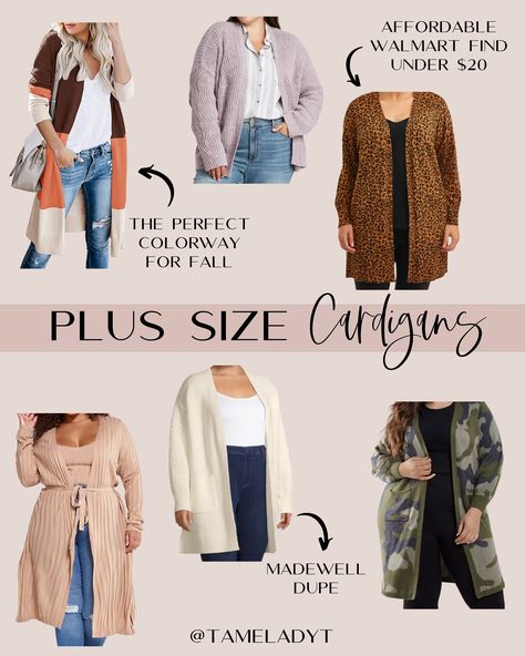 Cardigans are a must have piece for fall! I’m sharing some of my favorite plus size cardigan to spice up your outfits this fall. You don’t have to spend a ton of money on them either! I have some affordable cardigans that I have loved and worn for years that are still in great shape. Click here to read more! | www.tamelad.com #plussizecardigans #affordablecardigans #cardigansforwomen Plus Size Cardigan Outfit, Plus Size Fall Outfits Big Stomach, Cardigan Outfit Plus Size, Chubby Style, Outfits For Petite, Plus Size Baddie Outfits, Best Cardigans, Women's Plus Size Jeans, Plus Size Cardigan