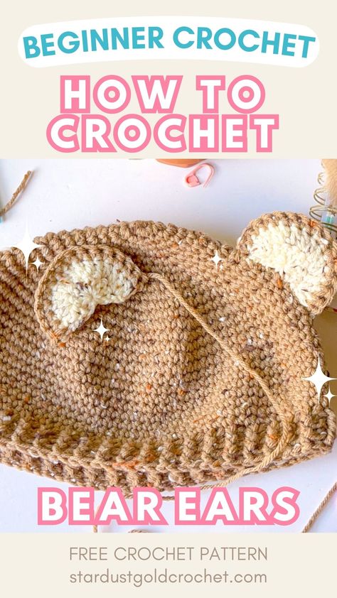 How to crochet bear ears absolute beginner crochet tutorial! Learn to crochet these fun ears and put them on just about everything! Amigurumi Patterns, Crochet Bear Ears, Easy Beginner Crochet, Easy Beginner Crochet Patterns, Beginner Crochet Pattern, Gold Crochet, Crochet Pattern Tutorial, Beginner Crochet Tutorial, Crochet Tips