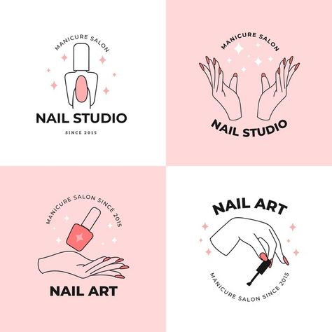 Collection of nails art studio logos | Premium Vector #Freepik #vector #logo #hand #fashion #beauty Nail Salon Design, Nail Illustration Logo, Nail Art Logo, Nail Studio Logo, Best Logo Maker, Inspiration Typographie, Image Moto, Nail Art Studio, Nail Drawing