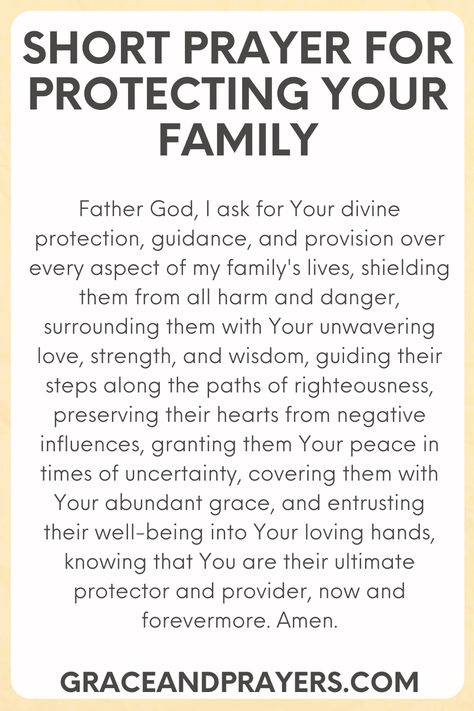 Are you looking for prayers for family protection? Then we hope these 9 loving prayers will give you and your family protection and support! Click to read all prayers for family protection. Prayers For Family Members, Family Protection Affirmations, Family Protection Prayers, Prayers For Protection Over My Family, Prayers For Children Protection, Morning Prayers For Family, Prayer For Family Protection, Prayers For Finances, Prayers Family