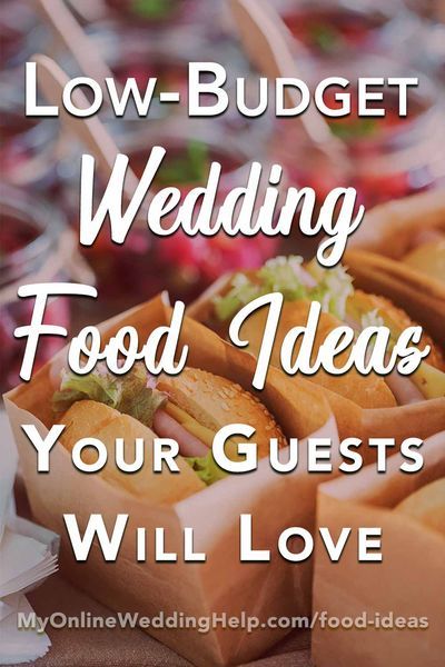Wedding reception food tips and ideas to help stay within budget. Low funds doesn't have to mean a boring wedding menu. Here are ideas for making your food unique while still keeping the costs low. Read them all only on the MyOnlineWeddingHelp.com blog. Doing Your Own Wedding Food, Foods To Serve At A Wedding Receptions, Budget Friendly Wedding Appetizers, Wedding Dinner Alternatives, Best Party Ideas For Adults, Buffett Ideas Wedding, Diy Catering Wedding, Rehearsal Dinner Food Ideas On A Budget, Cheap Wedding Meals