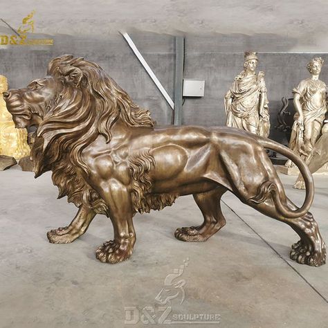 large bronze standing lion statue Lion Sculpture Clay, Lion Anatomy, Standing Lion, Sculpture Art Projects, Lion Statue, Statue Home Decor, Stone Lion, Lion And Lioness, Continuous Improvement