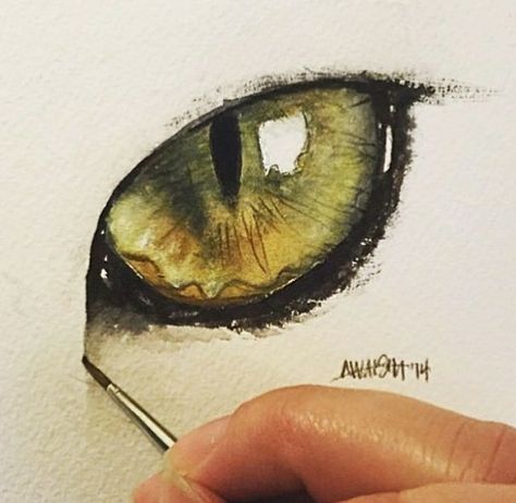 Desen Realist, Eye Painting, Watercolor Cat, Arte Sketchbook, Art Instructions, Arte Animal, Eye Art, Cat Painting, Watercolor Animals