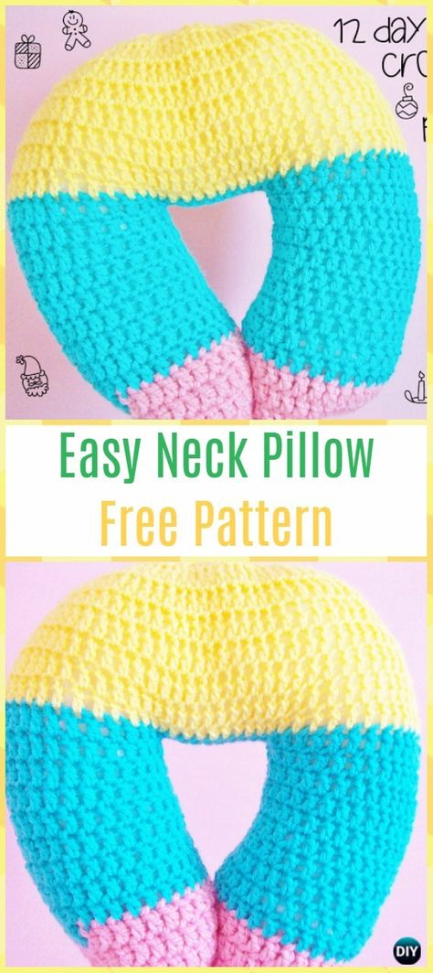 Crochet Neck Pillow Free Pattern, Crochet Neck Pillow, Neck Pillow Pattern, Crochet Travel, Crochet Pillow Patterns Free, Dishcloth Patterns Free, Travel Neck Pillow, Pillow Patterns, Confection Au Crochet