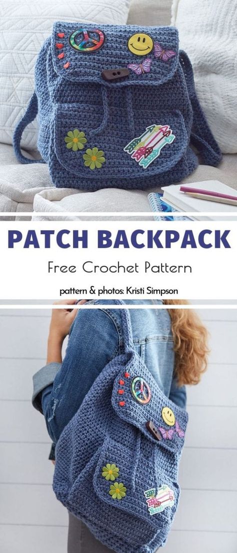 Fun Backpacks, Backpacks For Kids, Vestidos Bebe Crochet, Crochet Backpack Pattern, Mochila Crochet, Crochet Mignon, Confection Au Crochet, Free Crochet Bag, Crochet Backpack