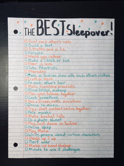 The Best Sleepover, Pidżama Party, Ideas Sleepover, Teen Sleepover Ideas, Fun Sleepover Games, Birthday Sleepover Ideas, Sleepover Party Games, Sleepover List, Teen Sleepover