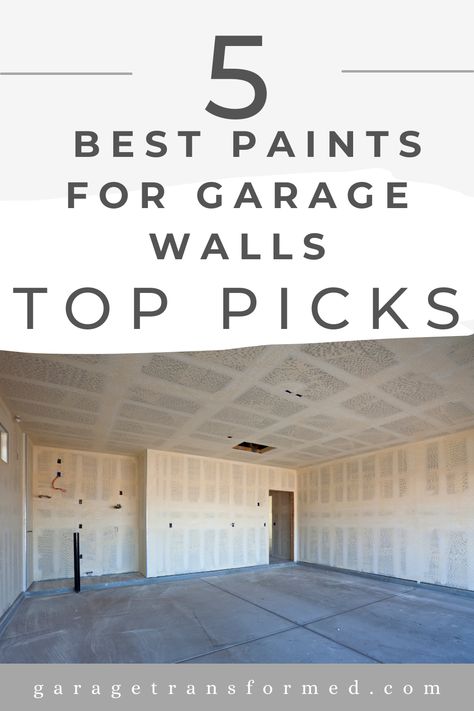 Ready to revamp your garage walls? 🎨🏠 Find out the best paint options for both drywall and unfinished surfaces.. Whether you're dealing with a smooth drywall finish or a more rustic unfinished look, we’ll help you select the perfect paint type to enhance durability, appearance, and cleanliness. Discover paints that resist moisture, prevent mold, and give your garage a fresh, updated look. Ideal for DIYers and homeowners looking to transform their garage space. #GarageMakeover #PaintingTips Colored Garage Walls, Interior Garage Finish Ideas, Garage Gray Walls, Garage Ideas Design Interior Wall, Farmhouse Garage Interior Ideas, Garage Ceiling Paint Ideas, Garage Drywall Ideas, Garage Grey Walls, Garage Design Interior Paint Colors