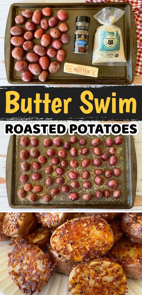 Oven Baked Red Potatoes Parmesan, Recipes With Petite Potatoes, Garlic Parm Red Potatoes, Red Potato Recipes Parmesan, Oven Red Potatoes Easy, Butter Garlic Red Potatoes, Buttery Red Potato Recipes, Recipes With Red Skin Potatoes, Roasting Red Potatoes In Oven