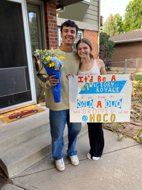 Fortnite Sadies Proposal, Funny Prom Posals Ideas Friends, Fortnite Dance Proposal, Raising Canes Promposal, Promposal Ideas For Guy Best Friend, Fortnite Hoco Proposal, Dance Poster Answer Ideas, Song Hoco Proposal, Hoco Proposals Ideas Golf