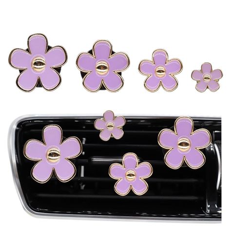 Cute Flowers Vent Clips Car Air Freshener,4pcs Purple Daisy Flower Car Accessories for Air Freshener with Car Scent,Women Car Decorations Air Fresheners For Car, Cute Truck Accessories, Purple Car Decorations, Purple Car Decorations Interior, Car Accessories Purple, Lavender Car Accessories, Flower Car Accessories, Purple Car Decor, Purple Car Interior