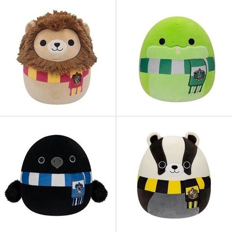 Squishmallows: Harry Potter 10” Set (Gryffindor Ravenclaw Slytherin Hufflepuff) Squishmallows Harry Potter, Harry Potter Squishmallow, Harry Potter Things To Buy, Raven Plush, Slytherin Scarf, Hufflepuff Scarf, Harry Potter Things, Snake Plush, Ravenclaw Scarf