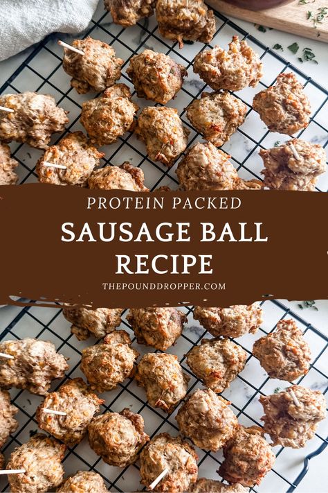 Protein Packed Sausage Balls via @pounddropper Ww Appetizers, Breakfast Balls, Pancake Sausage, Sausage Balls Recipe, Finding Strength, Recipe Builder, Game Day Appetizers, Sausage Balls, 140 Pounds