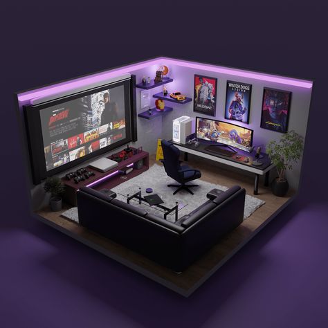 Small Room Projector Setup, Gaming Living Room Setup, Kids Gamer Bedroom Ideas, Small Gamer Room Ideas, Gaming Setup Living Room, Gamer Room Setup, Retro Gamer Room, Gaming Room Setup Bedrooms, Gaming Room Ideas For Boys