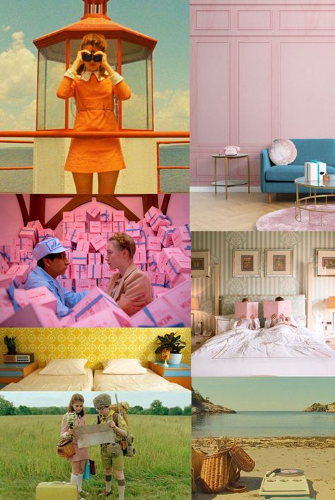In the Mood For: Wes Anderson Inspired Design - The House That Lars Built Wes Anderson Office Aesthetic, Movie Mood Board, Wes Anderson Room, Wes Anderson House, Wes Anderson Decor, Wes Anderson Color Palette, West Anderson, Anderson Aesthetic, Colorful Movie