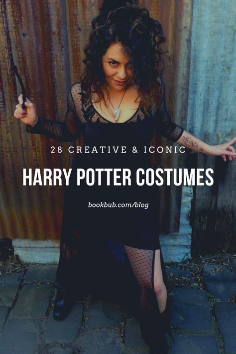 28 of the best, most creative costume ideas for Harry Potter fans.  #HarryPotter #costumes #HarryPottercostumes Wizard Costume Harry Potter, Harry Potter Villians Costume, Cute Harry Potter Costumes For Women, Quick Harry Potter Costume Easy Diy, Harry Potter Female Costumes, Harry Potter Professor Costumes, Harry Potter Concert Outfit, Harry Potter Fancy Dress Ideas, Harry Potter Diy Costumes Women